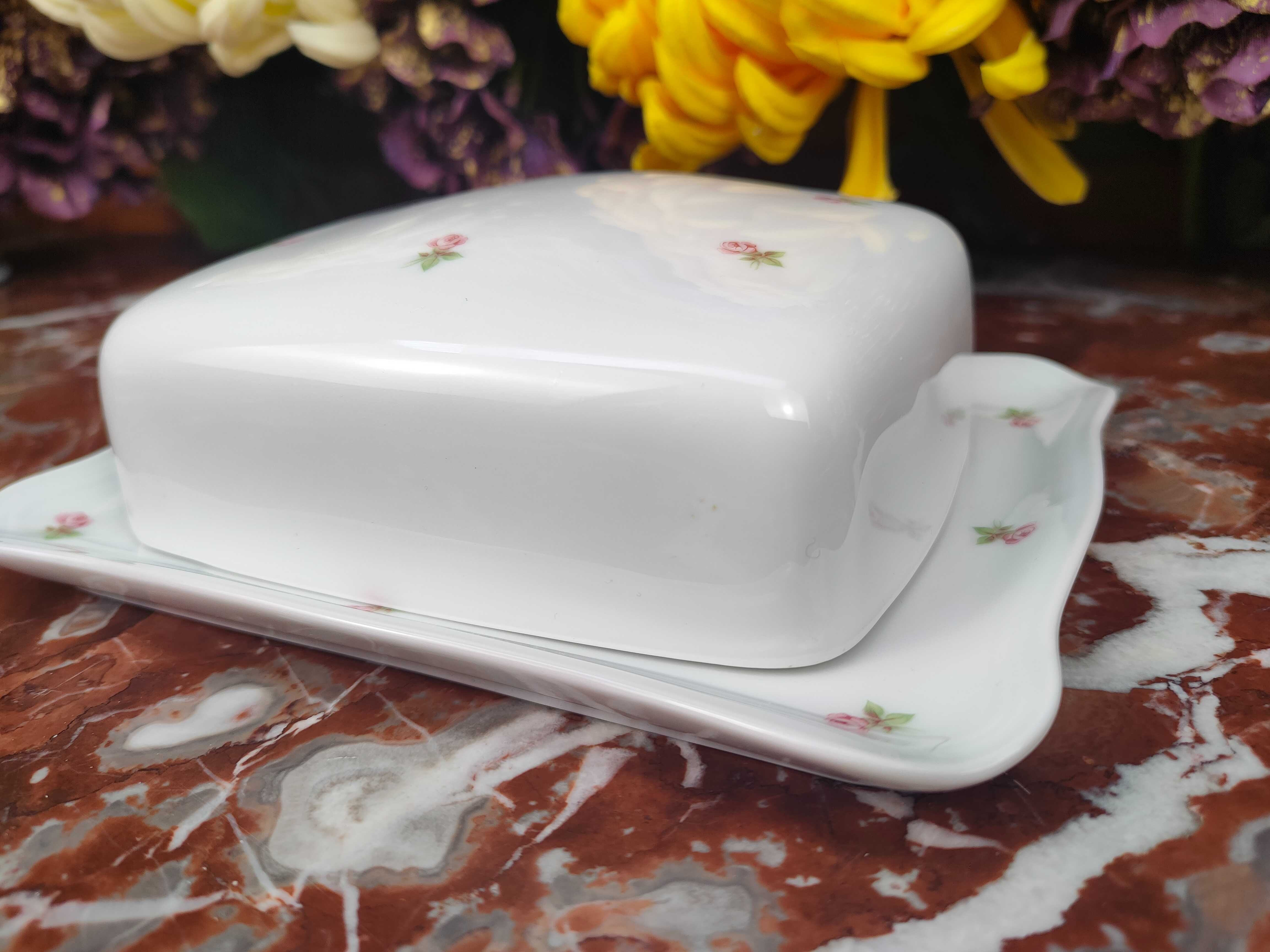 Śliczna porcelanowa maselniczka z różyczkami - Schirnding Bavaria