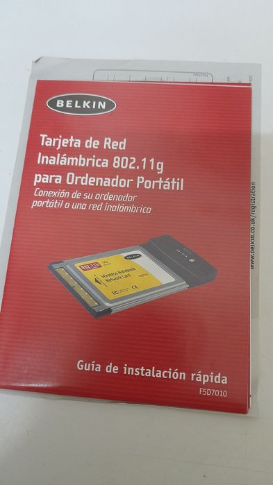 Placa de rede Belkin wireless para portátil  802.1g/ 54 Mbps - Nova