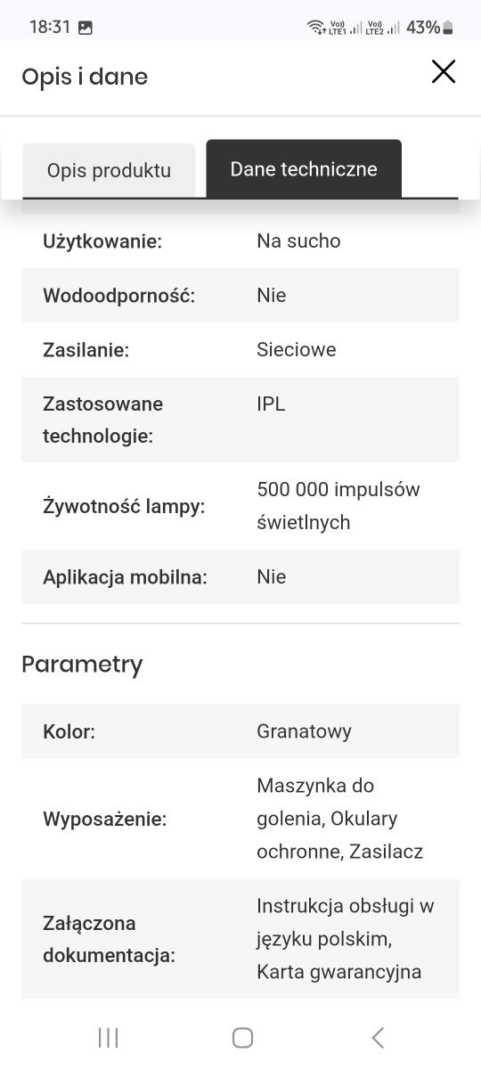 Depilator laserowy