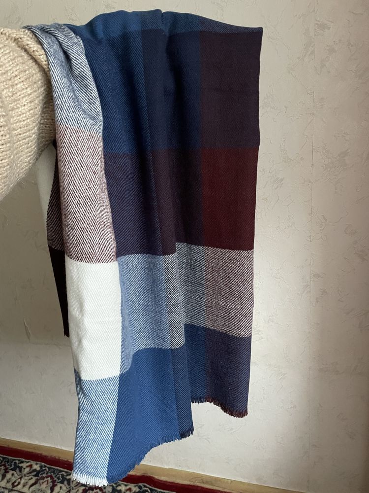 Granatowy bordowy biały szal NOWY szalik Reserved unisex scarf new