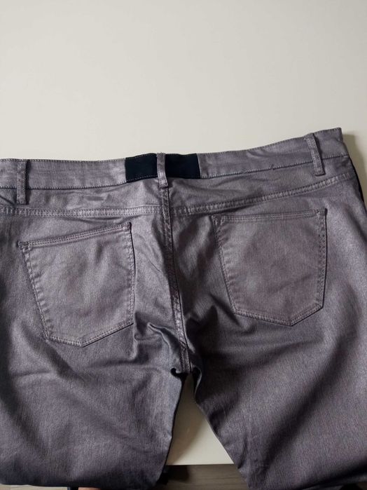 Męskie spodnie z lampasami szare r XL pas 96-102cm