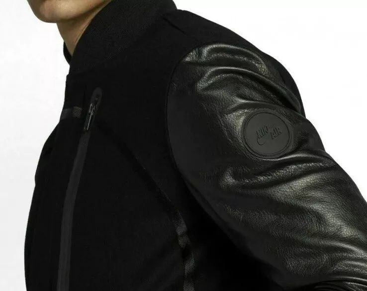 Nike Destroyer Varsity Jacket Black NSW 857499-010 Leather Wool