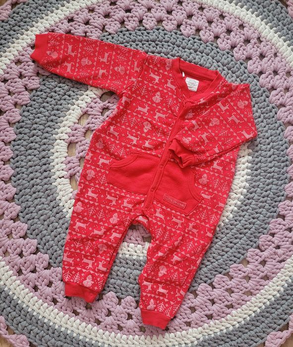 Cool Club Smyk Pajac kombinezon niemowlęcy, czerwony, święta 80