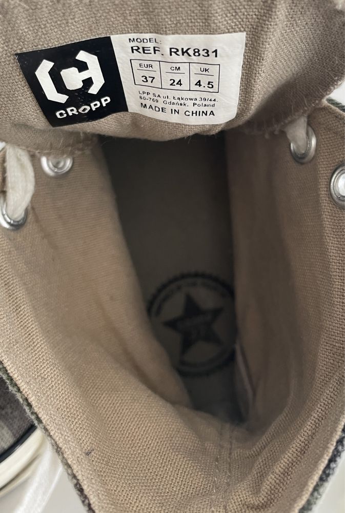 Cropp trampki moro khaki oliwka 37 24cm bawełna bdb