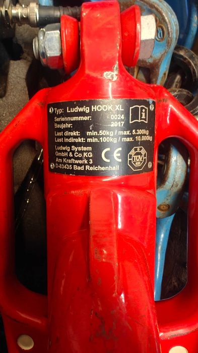 Hak zdalny LudwigHook XL do suwnicy, wciągarki, żurawia, dźwigu
