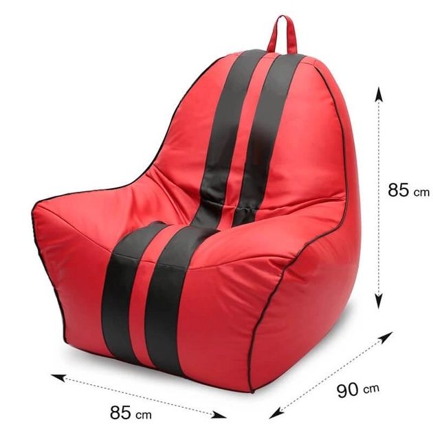 Кресло-мешок SportCar SanchoBAG Экокожа Красный: Красный + Черный