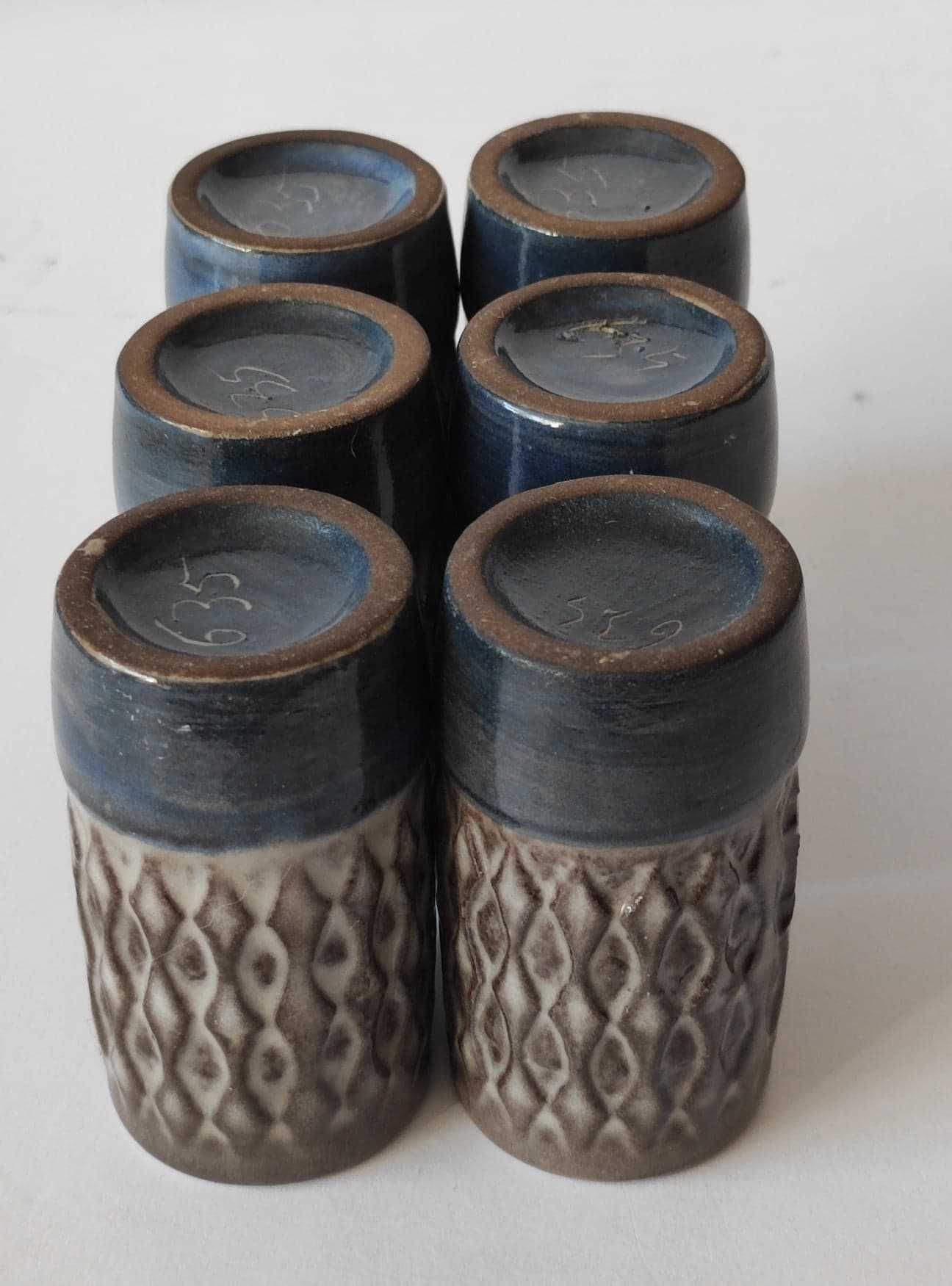 Stary ceramiczny zestaw, karafka i kieliszki, Ceramano 634 Design WGP