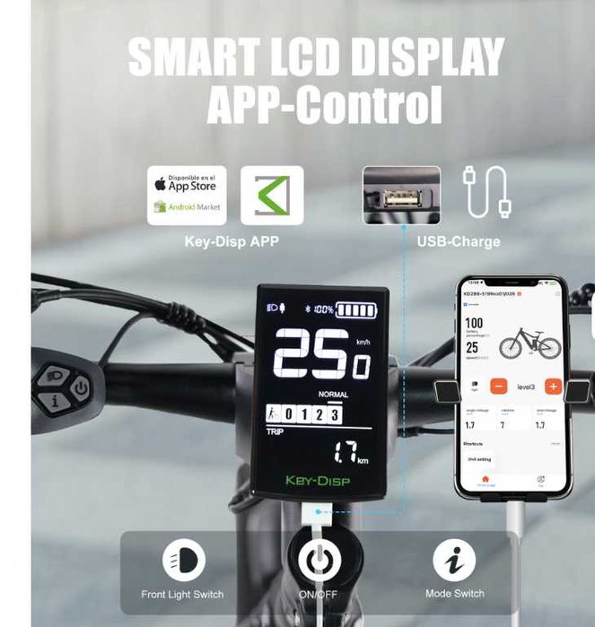 Bicicleta elétrica de montanha de longo alcance