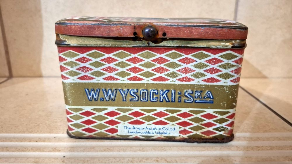 Puszka po herbacie przedwojenna Wysocki wp