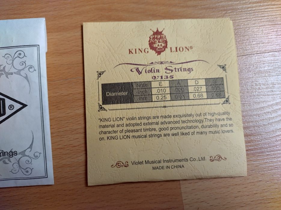 Violino cordas strings novas King Lion 135
