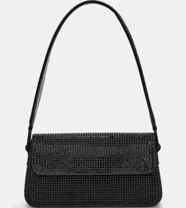 Черная Сумка вечерняя в камнях, вечерняя сумочка, нарядная сумка