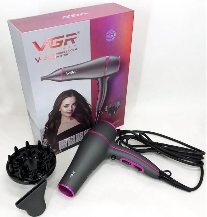 Фен VGR V-402 потужний з насадками, концентратором і дифузором волосся