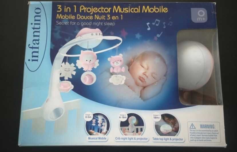 Infantino, projektor muzyczna karuzelka 3w1 (różowa)