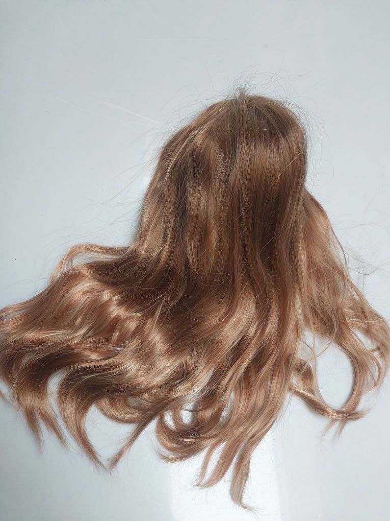 Nowa peruka Qnbiar miedziane i blond pasemka hak naturalne włosy