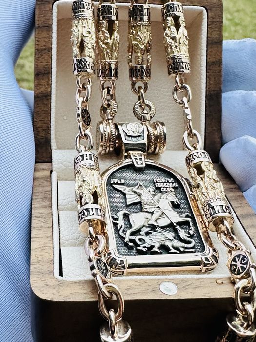 Золото ексклюзивний золотий ланцюг Святий Микола вага 109 г