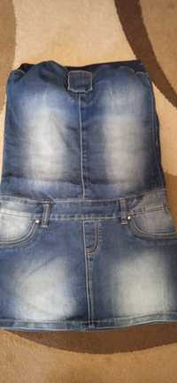 Літній джинсовий сарафан,зверху на резинці.Колір темно синій