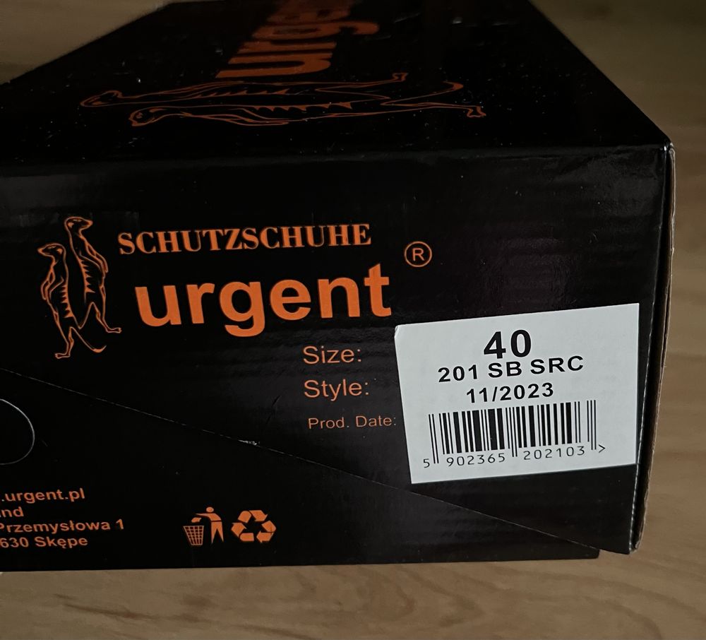 Buty robocze ze stalkapą Urgent, nowe w pudełku, rozmiar 40