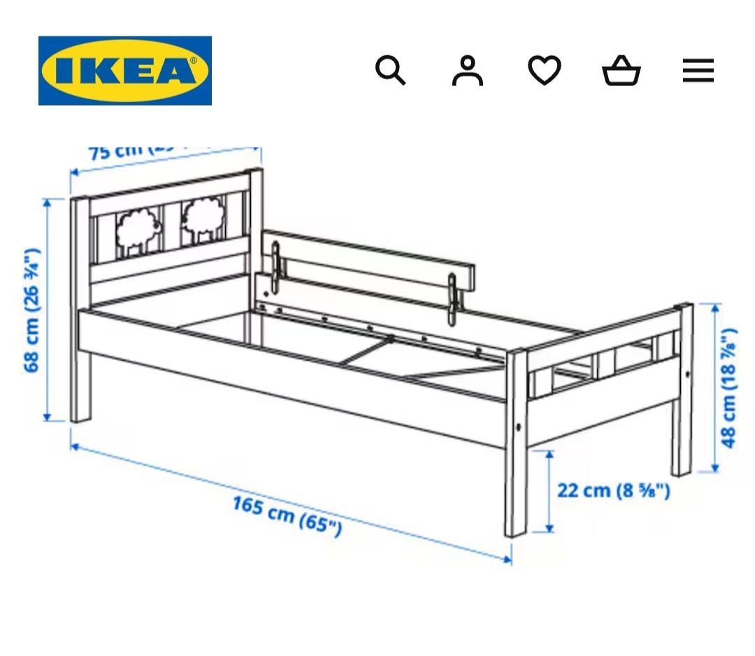 Łózko 70/160 białe, dziecięce Ikea Kritter