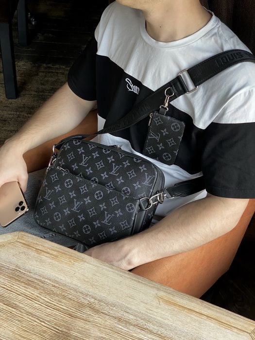 Чоловіча сумка Louis Vuitton мужская сумка барсетка трио 3в1 клатч