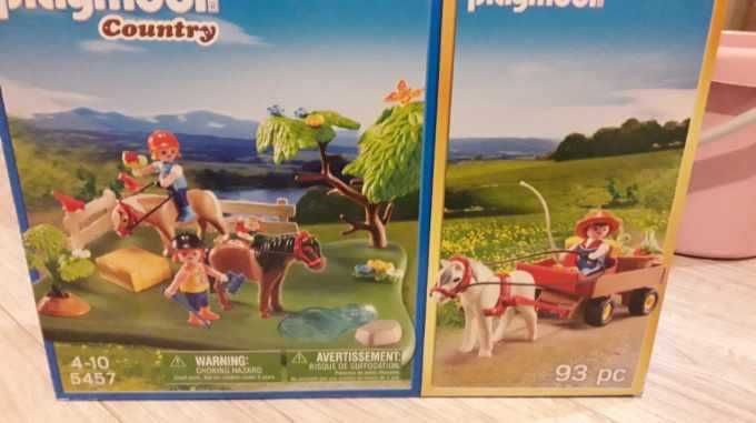 Playmobil konie, pastwisko, wóz
