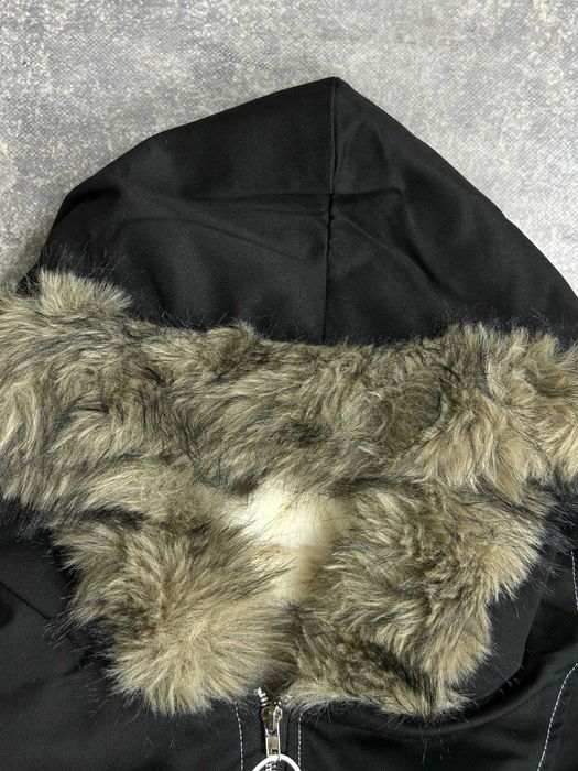 Бомбер Аляска куртка с мехом курточка черная на капишоне мех хутро M L