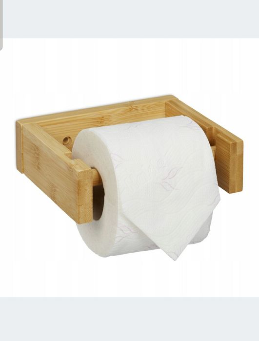 Relaxdays bambusowy uchwyt na papier toaletowy do łazienki toalety