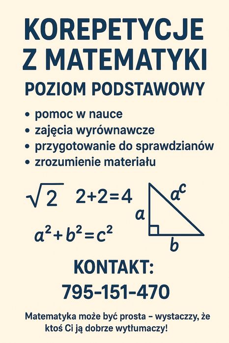 Korepetycje matematyka - szkoła średnia i podstawowa