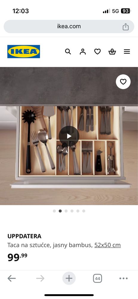 IKEA UPPDATERRA taca na sztućce 52x50