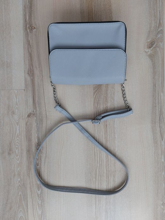 Nowa szara torebka na pasku, szara kopertówka, mała torebka z paskiem