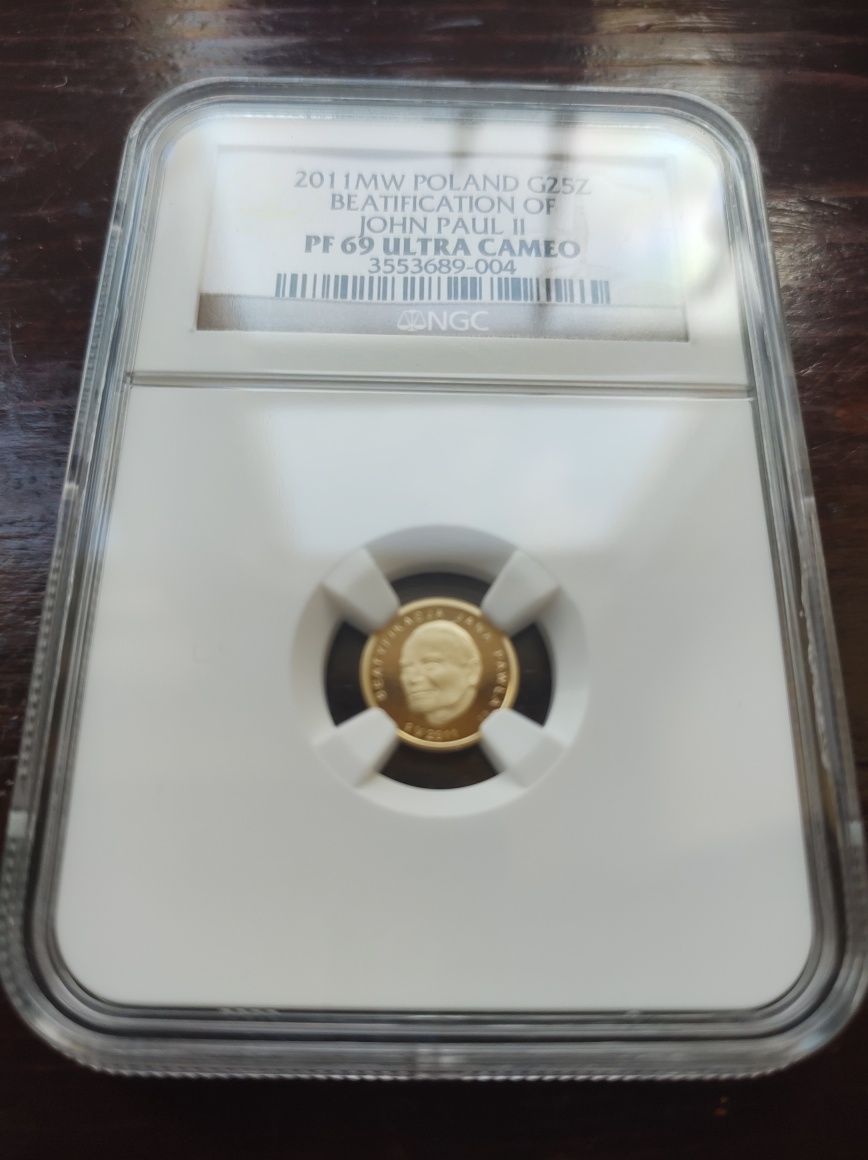 25zł 1gr pr złota 900 Beatyfikacja Jana Pawła ll w graidingu NGC PF69
