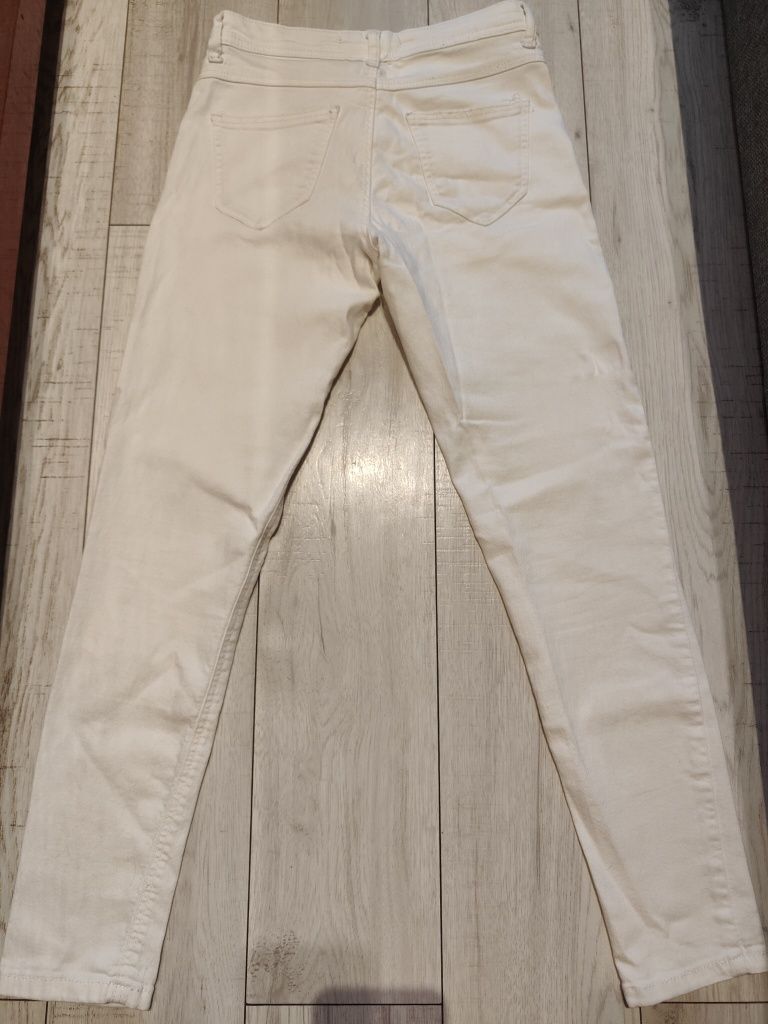 Spodnie jeansy rurki skinny jeans z wysokim stanem białe eleganckie