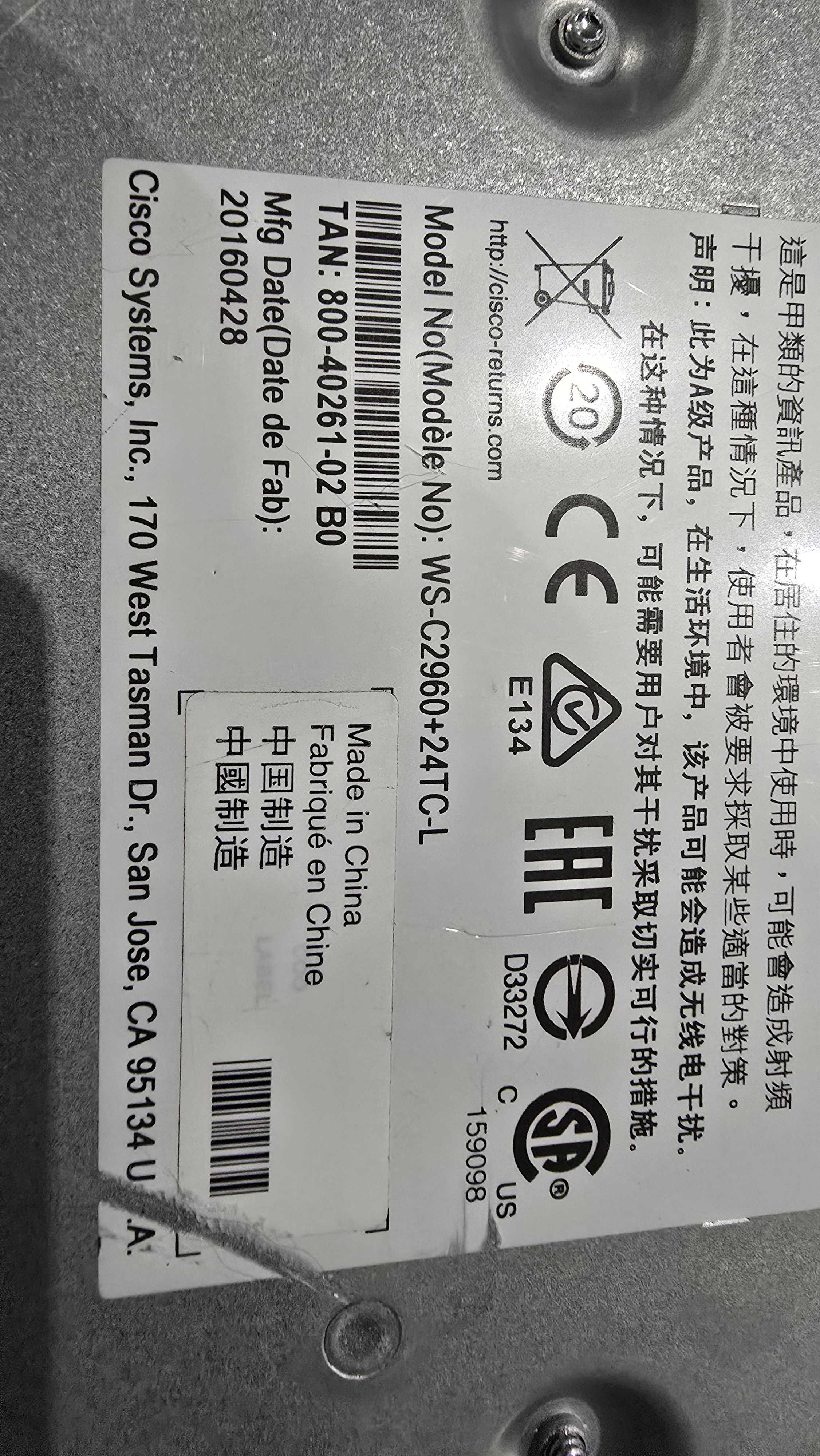Switch Cisco Catalyst WS-C2960+24TC-L
