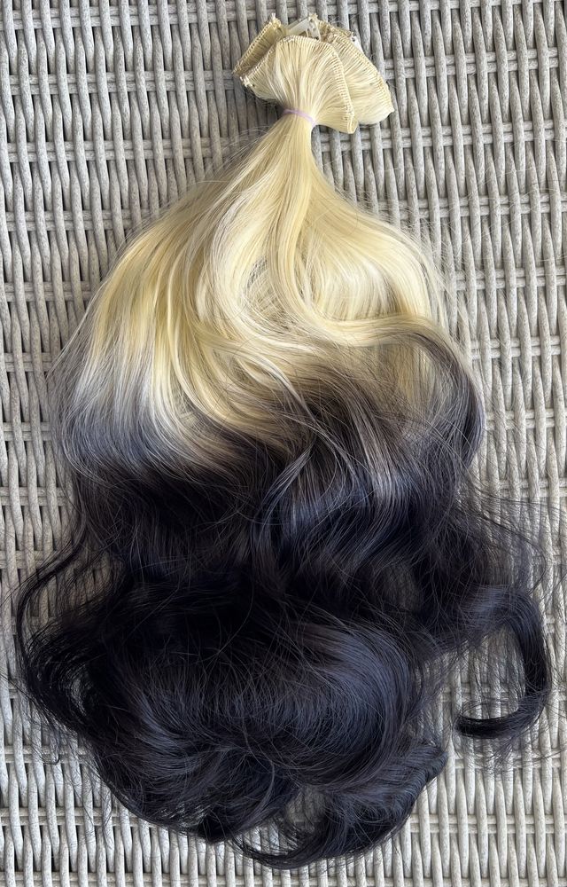 Premium Ultra włosy doczepiane, blond / czarny /ombre clip in loki
