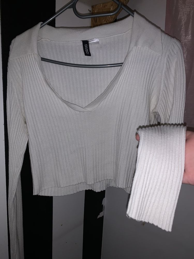 crop top dlugi rekaw long sleeve z kolnierzykiem h&m