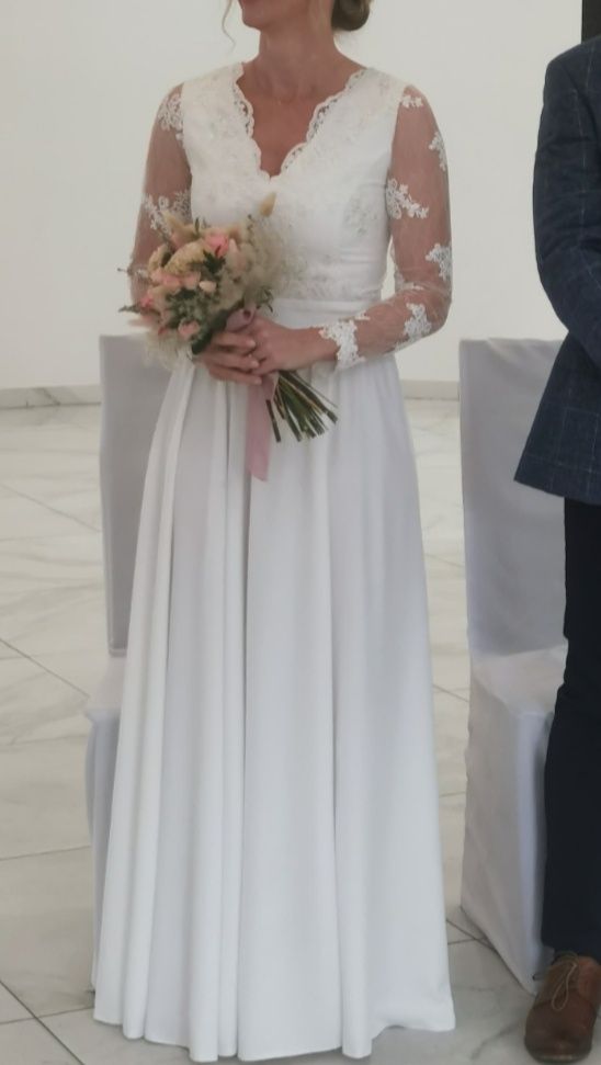 Sukienka ślubna ecru 36, S