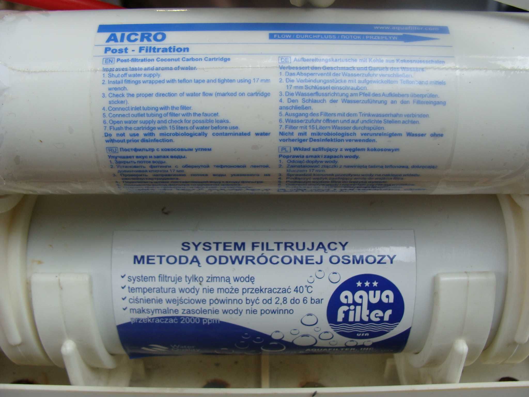 System filtrów odwróconej osmozy Aquafilter