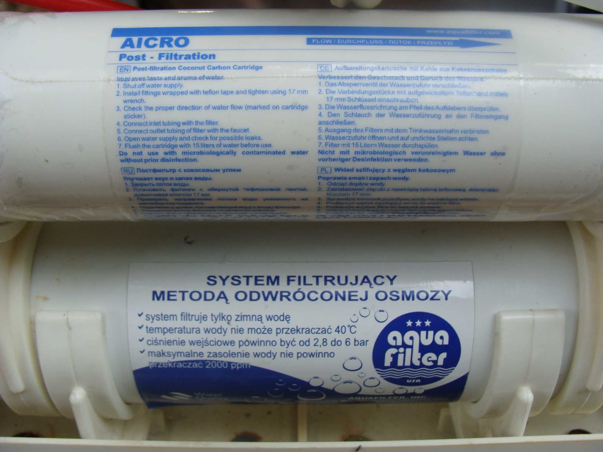 System filtrów odwróconej osmozy Aquafilter