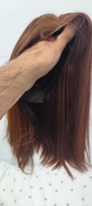 Peruca de cabelo humano de 40cm