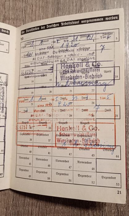 Militaria III Reich Wehrmacht DAF Documento