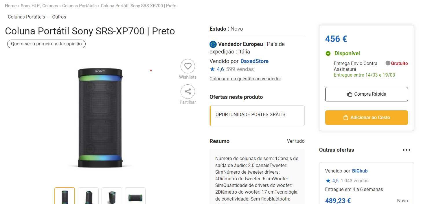 Coluna Sony SRS-XP700 NOVA!