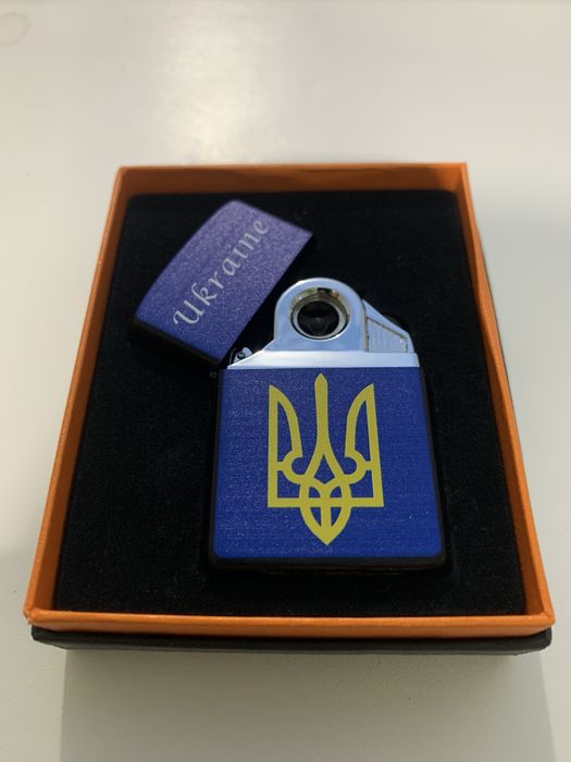 Електрична запальничка USB (Тризуб Ukraine) синьо-жовта