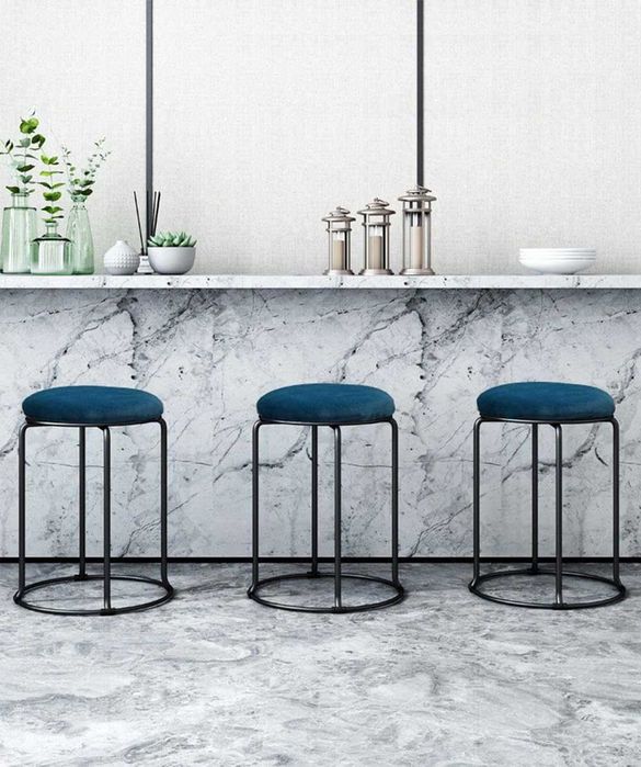 Taboret welurowy MOGUOBIN, zestaw 5 szt., kolor szmaragdowy
