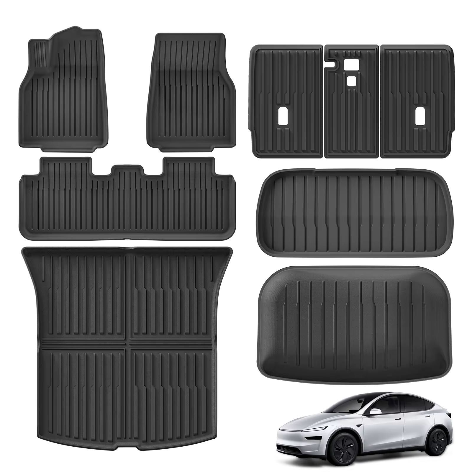 Conjunto 9 Tapetes Borracha TPE All Weather Tesla Model Y 2025 Juniper