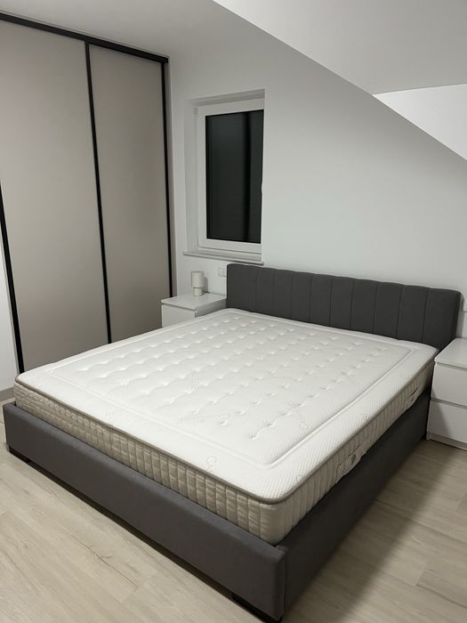 Łóżko z pojemnikiem 180x200 - prawie nowe, Dr Materac, ciemnoszare