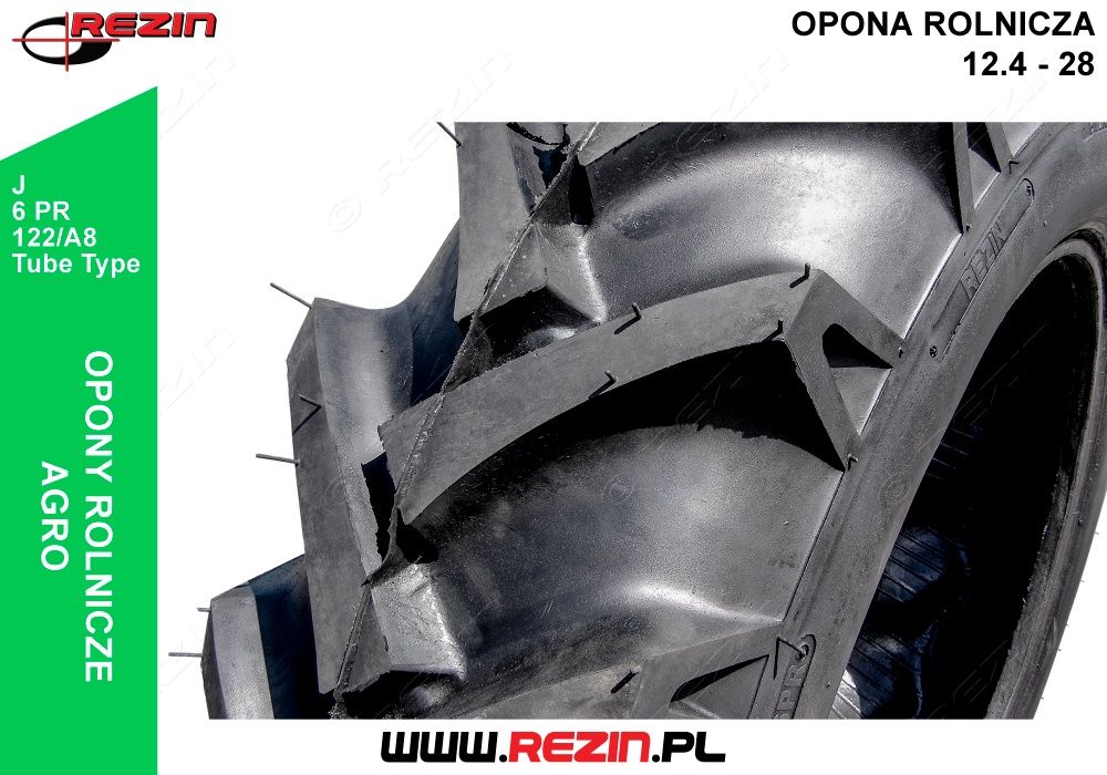 Opona rolnicza 12.4 - 28 REZIN (320/85/28) POLSKA BIEŻNIKOWANA // C330