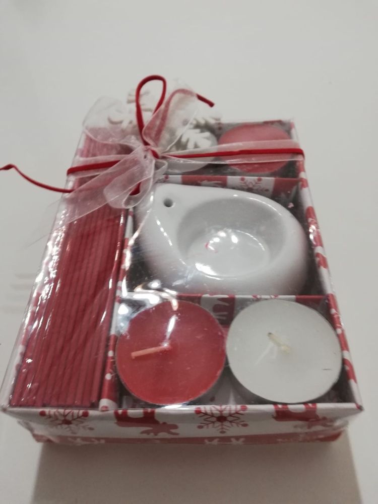 Zimowy stroik lampion świeczka ozdoba na stół tealight
