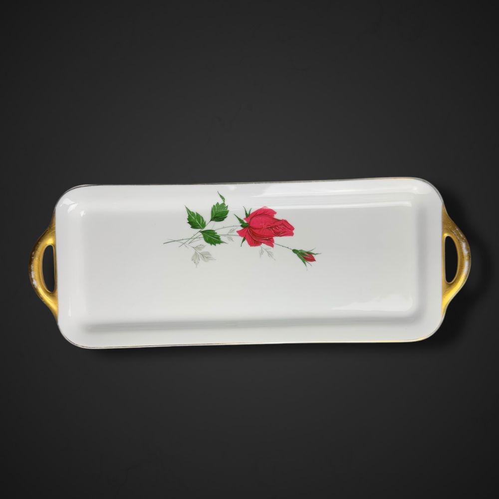 Porcelanowa taca półmisek róża baudour cerabel belgium b5/021614