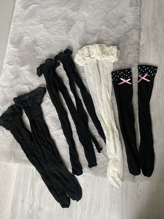 Zestaw nowe pończochy zakolanówki kabaretki m/l 38/40