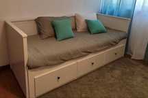 Cama individual/dupla c/3 gavetas/2 colchões, branco 80x200 cm