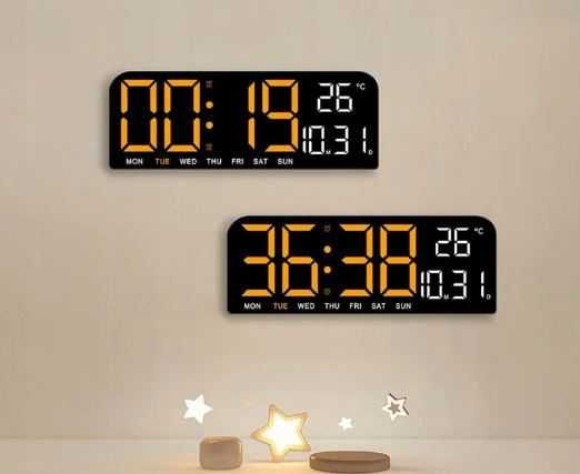 Zegar LED Pomarańczowy Biurkowy Ścienny Alarm Termometr Minutnik